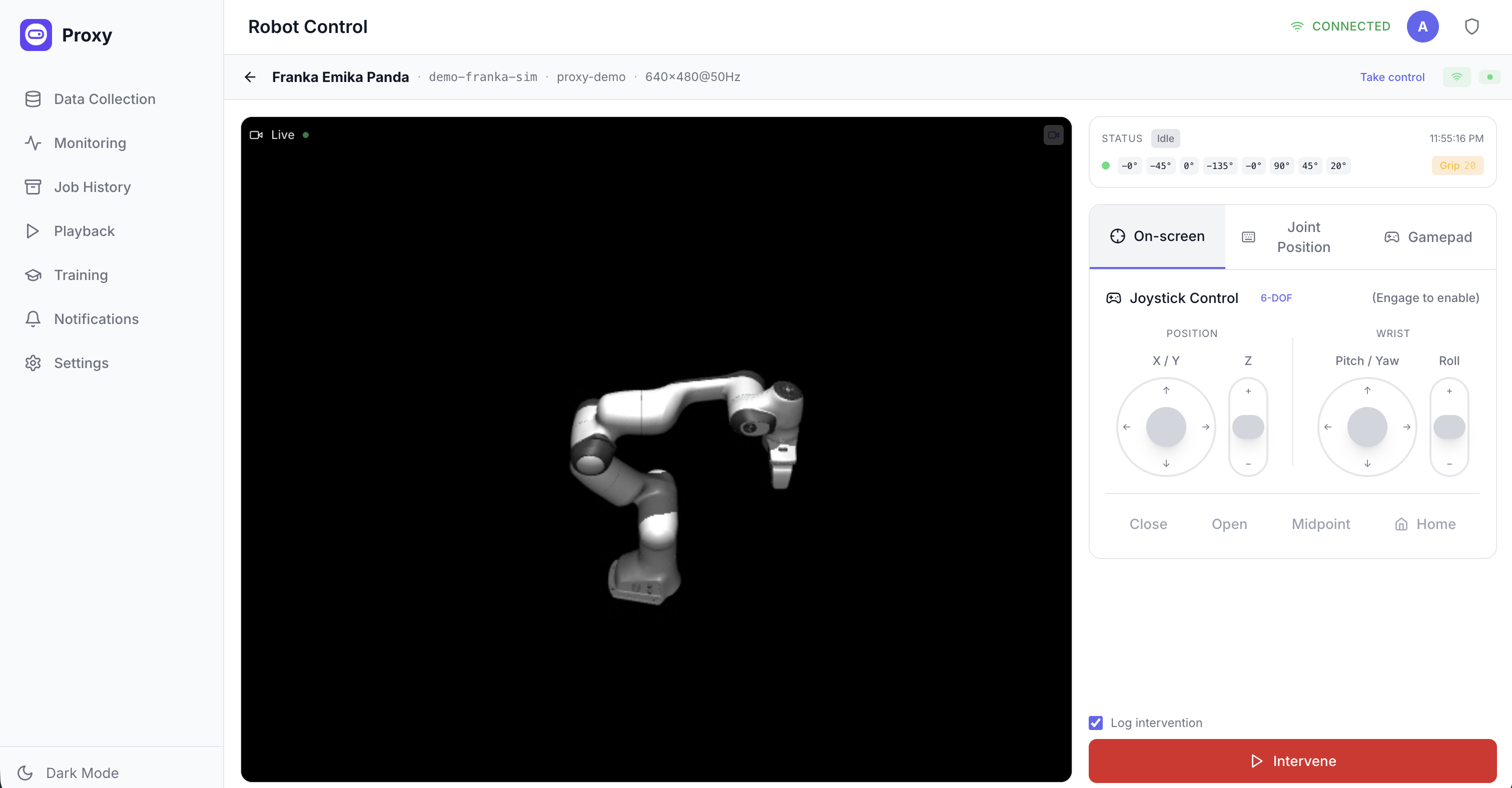 Operator intervening on a deployed robot